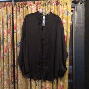 H&M XXL Black Satin Button up Shirt